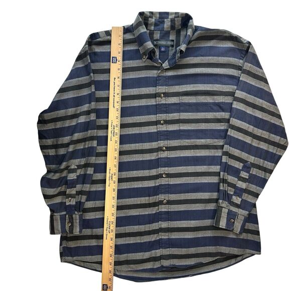 J Peterman Company Shirt Blue Black Button Up Striped Mens L Large - Picture 5 of 9